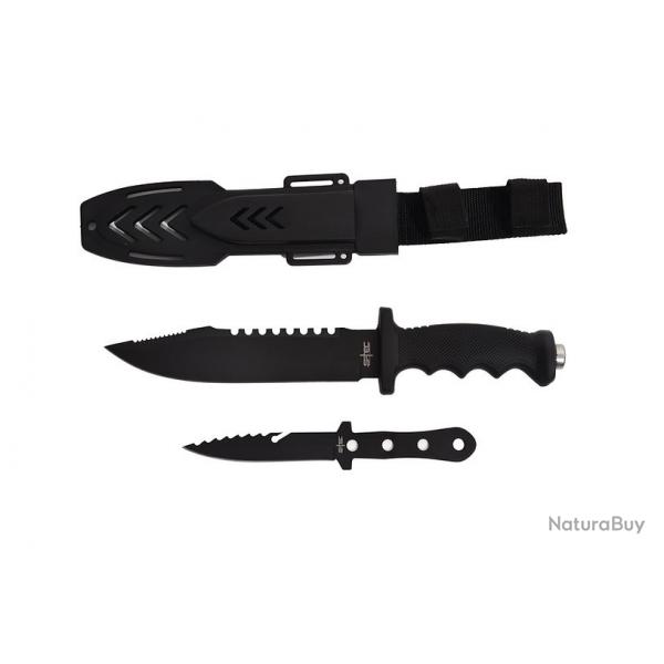 Couteau S-TEC Tactical Set Lame 440 Manche Plastique + Couteau de Lancer tui ABS STT221189BKPB