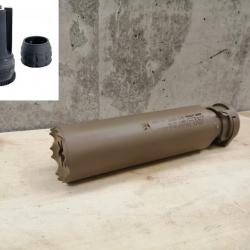 Pack Silencieux Ase Utra Dual 556-BL -  223 / 222 - Montage Borelock - Cerakote FDE + Cache flamme