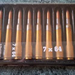 10 MUNITIONS CARTOUCHES BALLES 7X64 BRENNEKE PMP 9.72 g soft point 150 gr