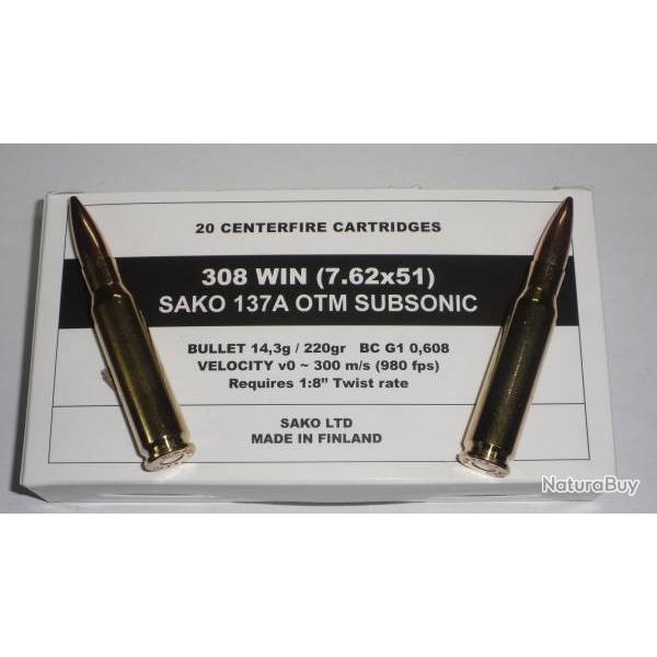 Munition Sako 308 win 137A OTM subsonic