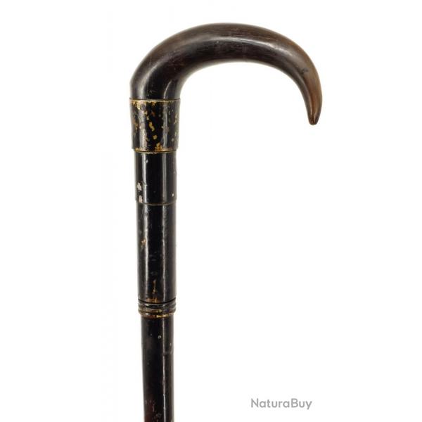 SOLIDE CANNE FUSIL TYPE DUMONTHIER CULASSE CHASSEPOT CALIBRE 12MM POIGNEE CORNE BOVINE - FRANCE XIX