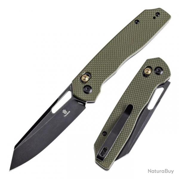 Couteau Tenable Shard Olive Green Reverse Tanto Acier 14C28N Manche G10 Crossbar Lock T1006V3