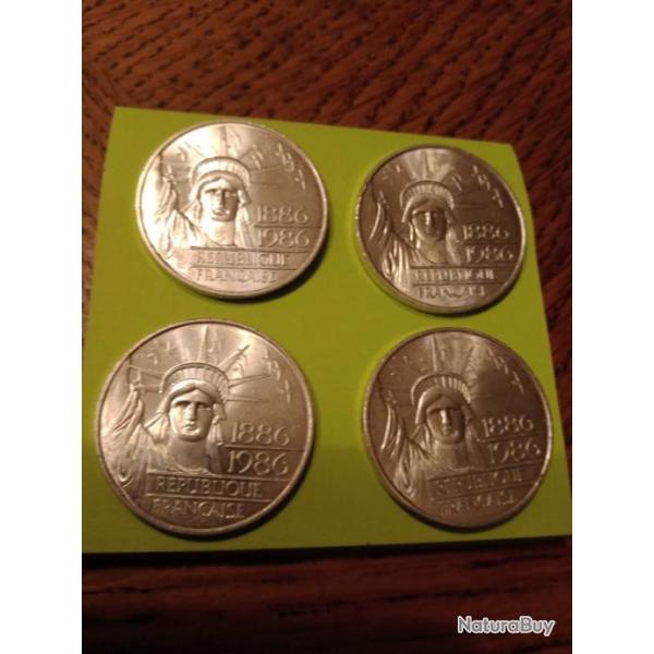 Lot 4 pices 100 francs argent 1986