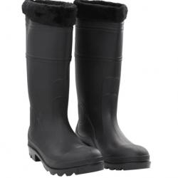 Bottes de Pluie avec Chaussettes Amovibles - Noires - Taille 38 à 46 - Imperméables & Chaudes