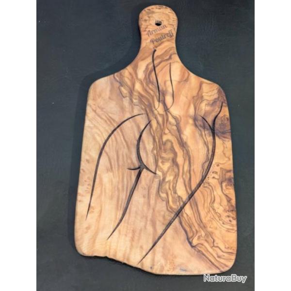 Planche en bois d'olivier grave - Arman Poutreff  Modle : "Rougir de plaisir"