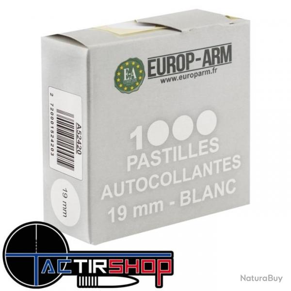 Boite de 1000 pastilles autocollantes Blanches 19 mm