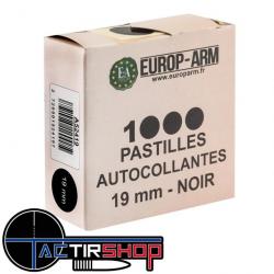 Boite de 1000 pastilles autocollantes Noires 19 mm