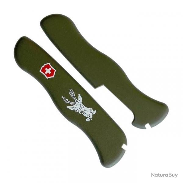 Plaquettes couteau suisse "Chevreuil" 111 mm (V2), Couleur vert [Victorinox]