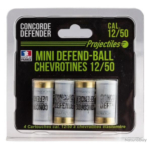 4 cartouches Mini Defend-Ball cal. 12/50 chevrotine Elastomere CONCORDE