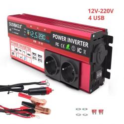 Onduleur Solaire 12V-220V 3000W, LCD, Convertisseur, USB Rapide, Auto & Voyage - Promo