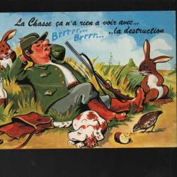 la chasse n'a rien à voir avec la destruction humoristique  carte postale moderne cpm ,