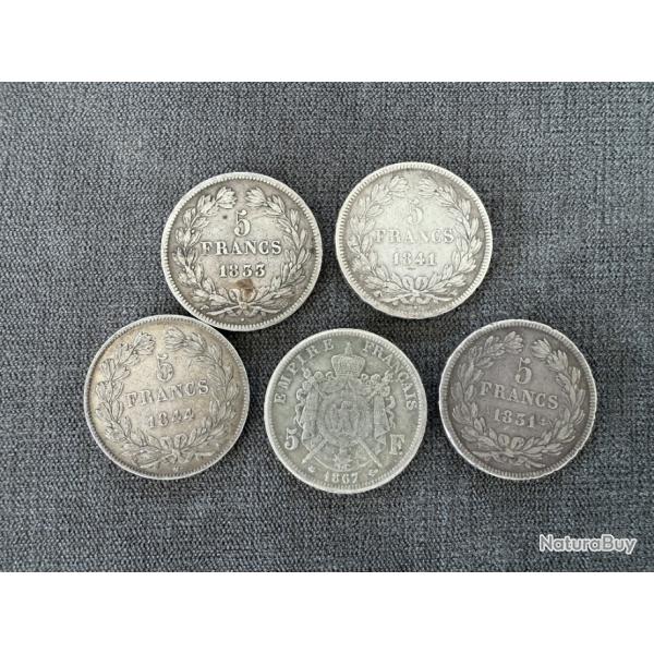 France - 5 pices 5 francs cu argent - Louis Philippe & Napolon III