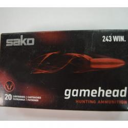 1 BOITE DE 20 MUNITIONS SAKO CALIBRE 243 WIN GAMEHEAD 90 GR/ 5.8 GSOFTPOINT NEUVE