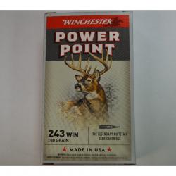 1 BOITES DE 20 MUNITIONS WINCHESTER 243 WIN POWERPOINT 100GR/6.5G NEUVE