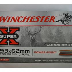 1 BOITE DE 20 MUNITIONS WINCHESTER CALIBRE 9.3X62 POWERPOINT 286GR/18.5G NEUVE