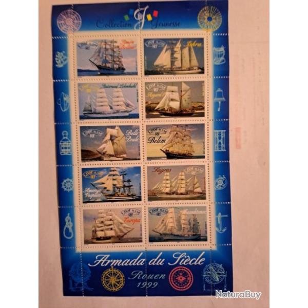 COLLECTION DE 10 TIMBRES NEUFS en Francs CONCERNANT "L'ARMADA DU SIECLE"  ROUEN 1999