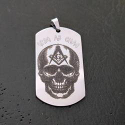 Pendentif plaque militaire inox " Ordo ab Chao " symbole sceau maconnique