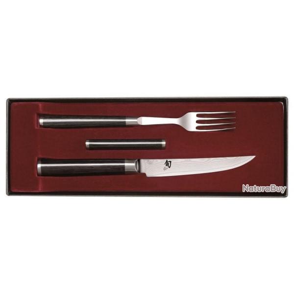 Kai DM-0907 Couteaux et fourchettes de table japonais + Repose-Couteau Shun Classic Damas