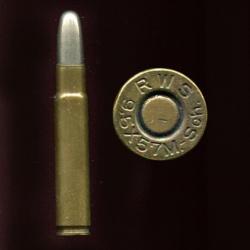 9.5 x 56 Mannlicher Sch. - balle nickel pointe arrondie - marquage : RWS  9,5X56 M.Sch.