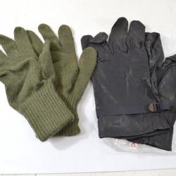 Paire de gants militaires Armée Belge ABL années 1960 - 1970. Gants laine + surgants cuir XL