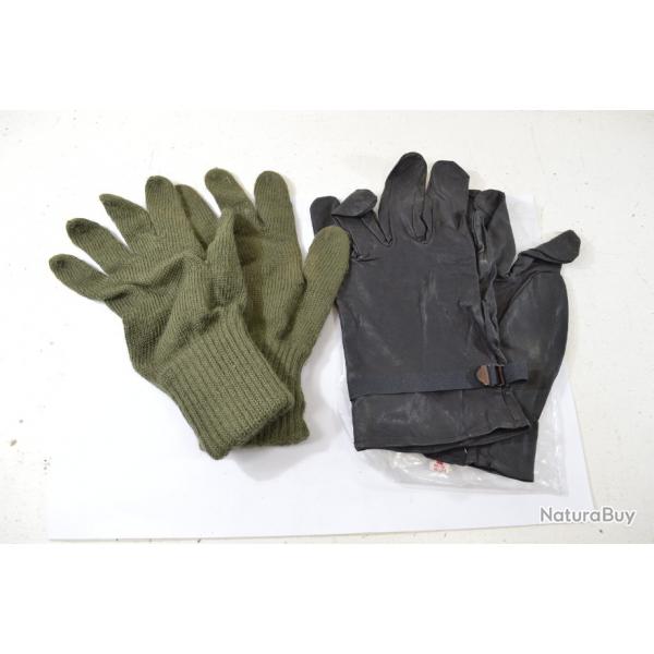 Paire de gants militaires Arme Belge ABL annes 1960 - 1970. Gants laine + surgants cuir XL