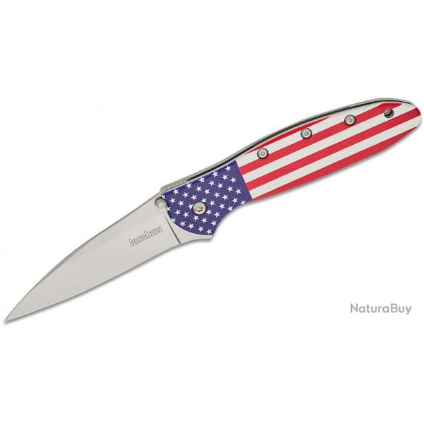 Couteau Kershaw Leek USA Flag Lame Acier 14C28N Manche Aluminium A/O LinerLock USA KS1660USA