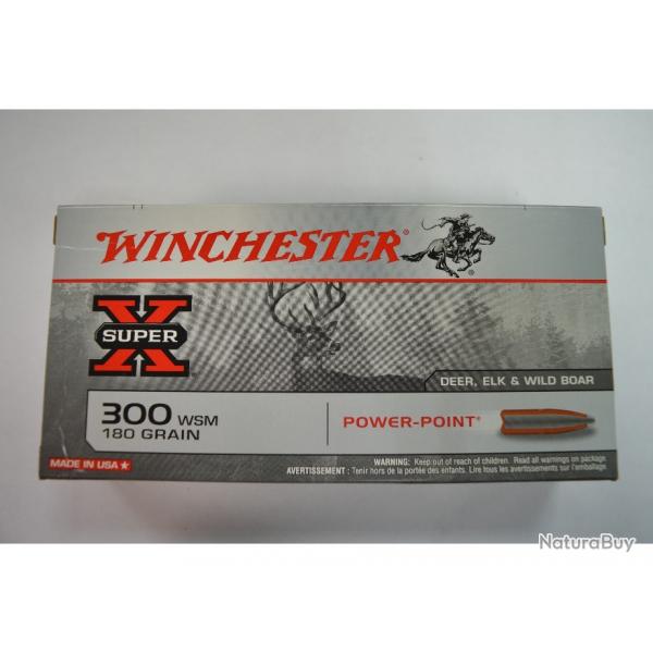 1 BOITE DE 20 MUNITIONS WINCHESTER 300WSM POWERPOINT 180GR/11.7 G NEUVE