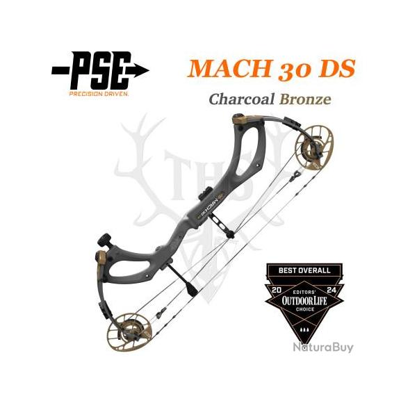 PSE MACH 30 DS Arc compound  poulies en carbone monocoque 50-60# Gaucher Charcoal/Bronze