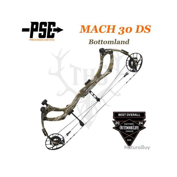 PSE MACH 30 DS Arc compound  poulies en carbone monocoque 50-60# Droitier Mossy Oak Bottomland