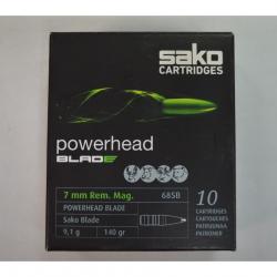 1 BOITE DE 10 MUNITION SAKO CALIBRE 7 RM POWERHEAD BLADE  140GR/9.1 G NEUVE