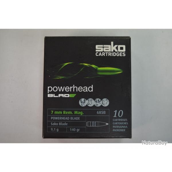 1 BOITE DE 10 MUNITION SAKO CALIBRE 7 RM POWERHEAD BLADE  140GR/9.1 G NEUVE