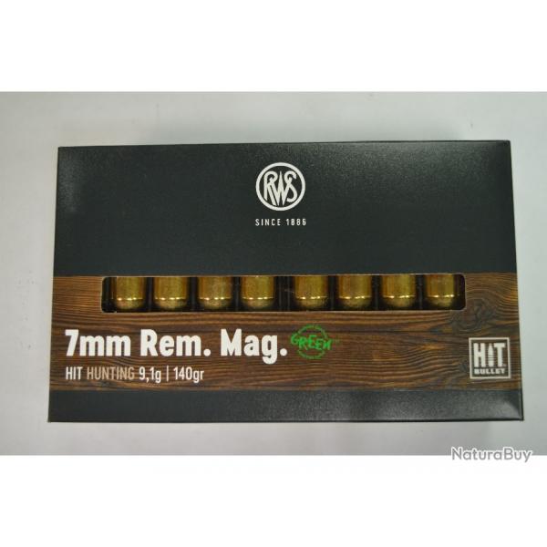 1 BOITE DE 20 MUNITIONS RWS CALIBRE 7 RM HIT GREEN 140GR / 9.1 G NEUVE