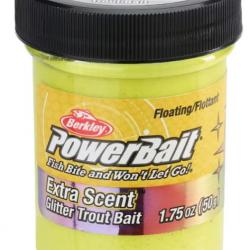 Pâte à truite Berkley PowerBait trout bait glitter jaune 50gr