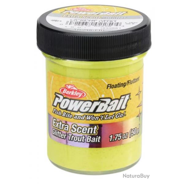 Pte  truite Berkley PowerBait trout bait glitter jaune 50gr