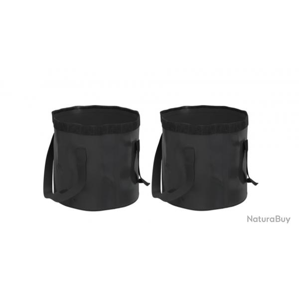 Lot de 2 Seaux Pliables - 20L PVC Noir