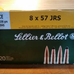 BOITE DE 20 MUNITIONS 8X57JRS  11 SELLIER/ BELLOT SPCE 12,7g/196GR  ET 9 SAKO