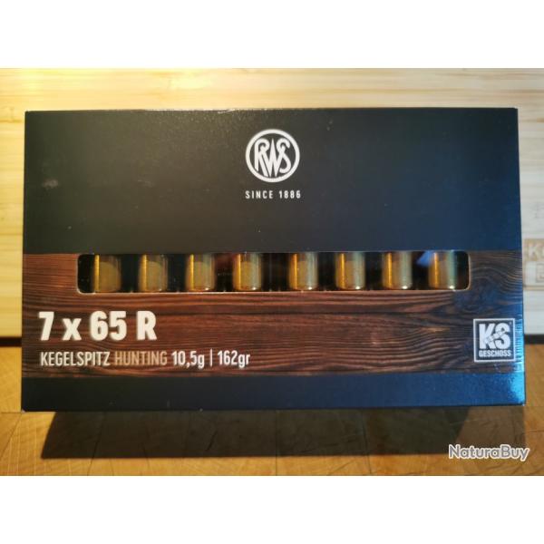 1 BOITE COMPLETE DE 20 MUNITIONS RWS 7X65R  KS 10,5g / 162GR