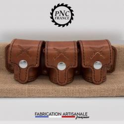 PNC FRANCE - Pochette / Etuis Porte Barillet Triple Marron Marbré