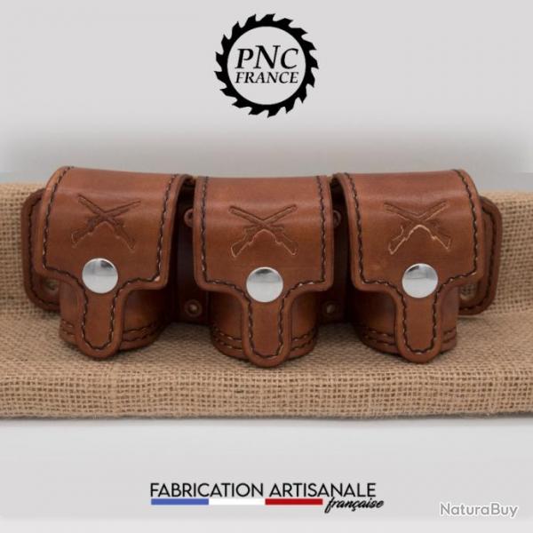 PNC FRANCE - Pochette / Etuis Porte Barillet Triple Marron Marbr