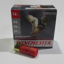 Boite de 25 cartouches Winchester special canard 12/70  acier  34 grammes , Numero 4