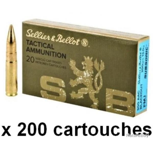 SELLIER BELLOT cal.300 AAC BLACKOUT FMJ Subsonic 200gr /200 cartouches