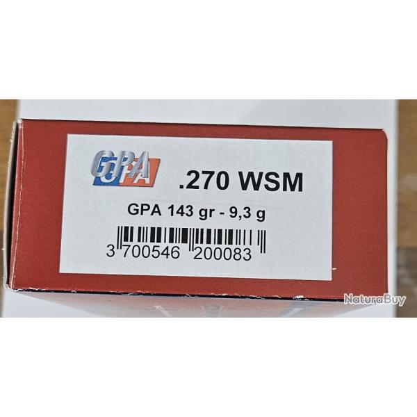 15 cartouches GPA  sologne 270wsm   143gr