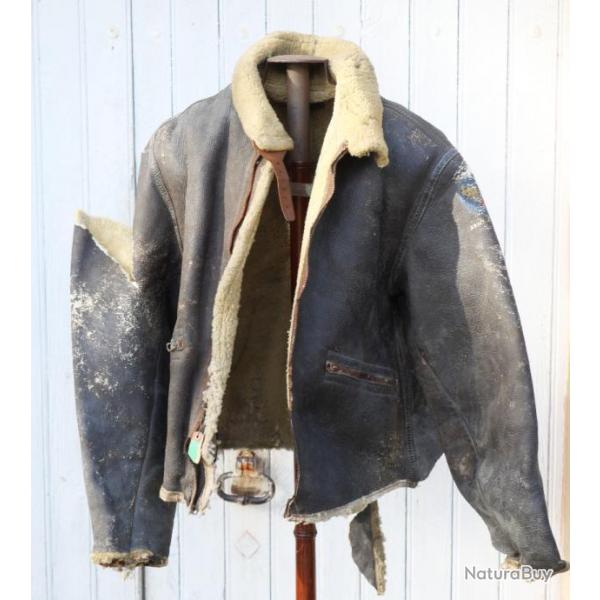 US ARMY - Blouson vol B-1 fourr en cuir marron doubl avec insigne USAAF WWII (lib)