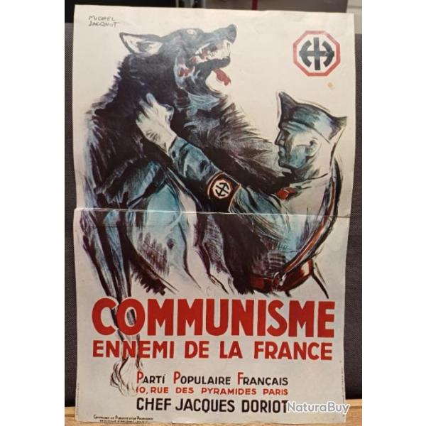 Affiche de propagande anti communiste - parti populaire franais - repro 46 x 30