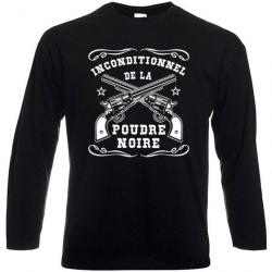 T-SHIRT MANCHES LONGUES - INCONDITIONNEL POUDRE NOIRE - Tir PNF2 Revolver Calibre 44 36 31 Poudreux