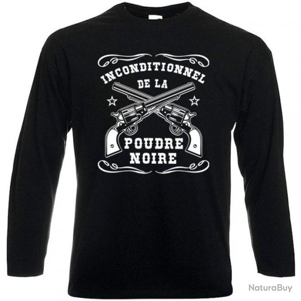 T-SHIRT MANCHES LONGUES - INCONDITIONNEL POUDRE NOIRE - Tir PNF2 Revolver Calibre 44 36 31 Poudreux