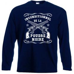 T-SHIRT MANCHES LONGUES - INCONDITIONNEL POUDRE NOIRE -  Tir Revolver PNF2 Calibre 44 36 31 Poudreux