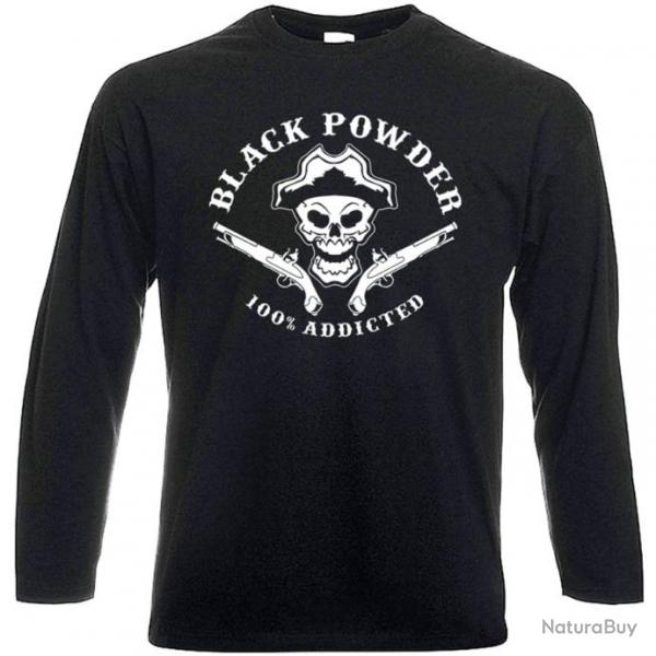 T-SHIRT MANCHES LONGUES  BLACK POWDER Tir poudre noire PNF2 Revolver Calibre 44 36 31 Colt Remington