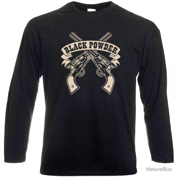 T-SHIRT MANCHES LONGUES BLACK POWDER  poudre noire PNF2 Tir Revolver Calibre 44 36 31 Colt Remington