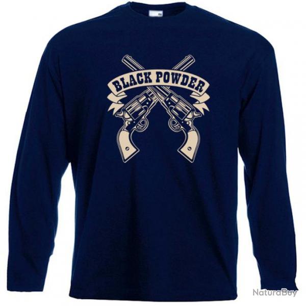 T-SHIRT MANCHES LONGUES BLACK POWDER  poudre noire PNF2 Tir Revolver Calibre 44 36 31 Remington Colt